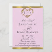 Save The Date Photo, Cœurs & Ruban - Perle Rose/Or (Dos)