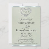 Save The Date Photo, Cœurs & Ruban - Sage Perle/Argent (Dos)