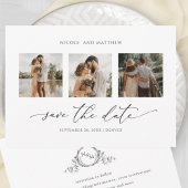 Save The Date Photo Collage Elegant Minimum Monogram Wedding