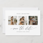 Save The Date Photo Collage Elegant Minimum Monogram Wedding (Devant)