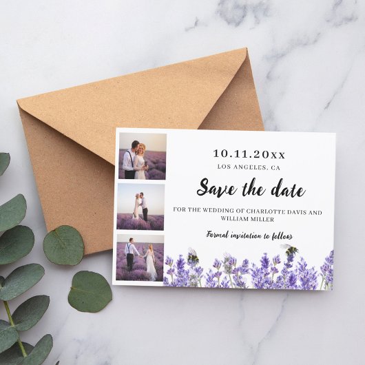 Save The Date Photo collage lavande violet mariage