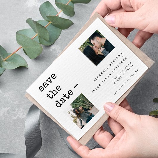 Save The Date Photo collage mariage de typographie moderne