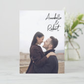 Save The Date Photo crème écriture moderne  (Debout devant)