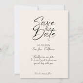 Save The Date Photo crème écriture moderne  (Dos)