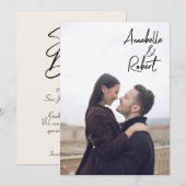 Save The Date Photo crème écriture moderne  (Devant / Derrière)