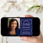 Save The Date photo d'anniversaire bleu marine dessinée à la mai