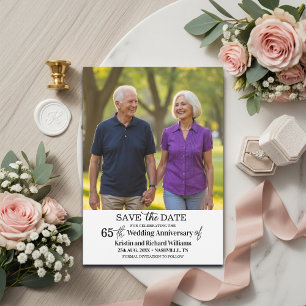 Save The Date Photo d'anniversaire de mariage élégant 65 ans