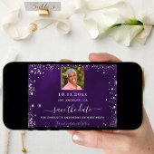 Save The Date Photo d'anniversaire en argent violet