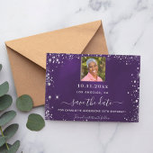 Save The Date Photo d'anniversaire en argent violet