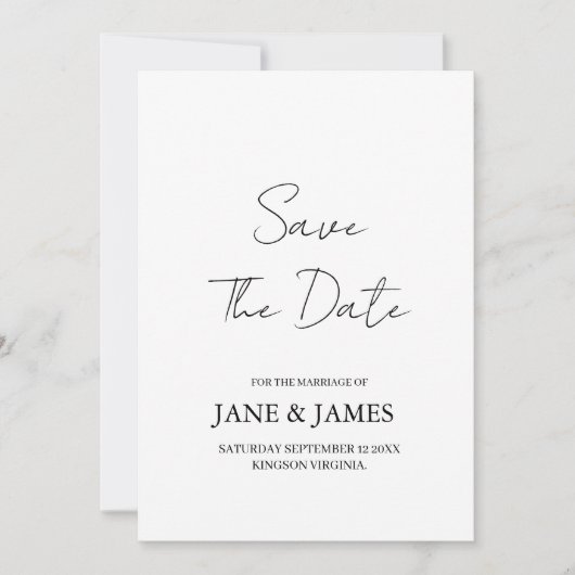 Save The Date Photo d'annonce de date minimale avec écriture (Devant)