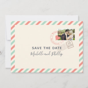 Save The Date photo d'annonce de mariage vintage par avion