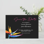 Save The Date Photo Dark Tropical Bird of Paradise Beach Wedding (Debout devant)