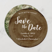 Save the date photo DARK Wood Rustic Wedding Kaart (Voorkant / Achterkant)