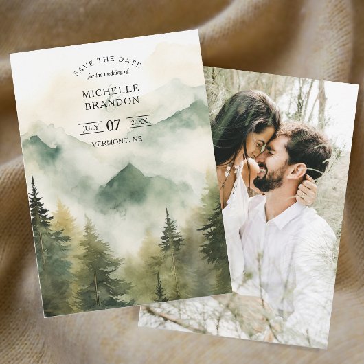 Save The Date Photo d'aventure naturelle de montagne de pin