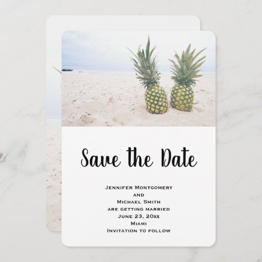 Save The Date Photo de 2 ananas sur une plage (Devant / Derrière)