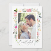 Save The Date Photo de cadre de fleurs printanières pastel (Devant)