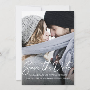 Save The Date Photo de calligraphie blanche manuscrite moderne