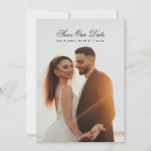 Save The Date Photo de calligraphie classique noir et blanc (Devant)