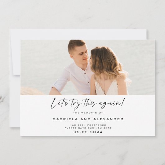 Save The Date Photo de calligraphie moderne Let's Try This Again (Devant)