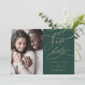 Save The Date Photo de calligraphie verte romantique (Debout devant)