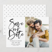 Save The Date Photo de calotte de pinceau noir (Devant / Derrière)