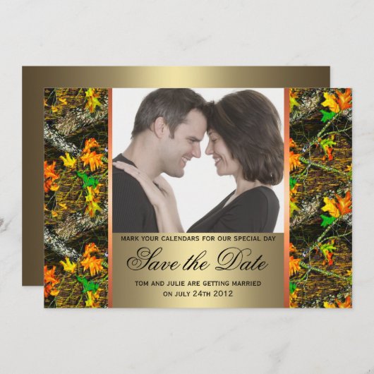 Save The Date Photo de camouflage pour sauvegarde de date (Devant / Derrière)