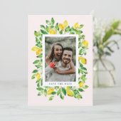 Save The Date Photo de citrons d'été et de feuillage (Debout devant)