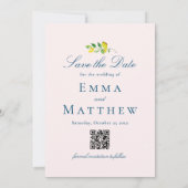 Save The Date Photo de citrons d'été et de feuillage (Dos)