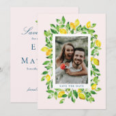 Save The Date Photo de citrons d'été et de feuillage (Devant / Derrière)