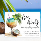 Save The Date Photo de cocktail coco tropical drôle pour mariage