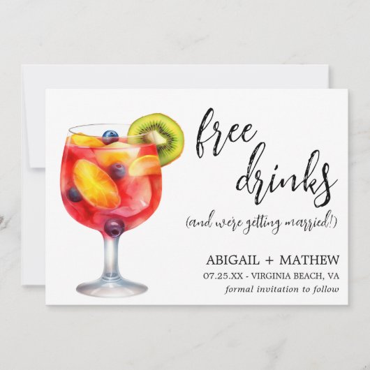 Save The Date Photo de cocktail de sangria drôle pour mariage (Devant)