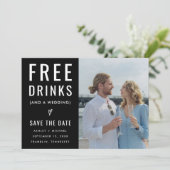 Save The Date Photo de code QR de boissons gratuites drôles de m (Debout devant)