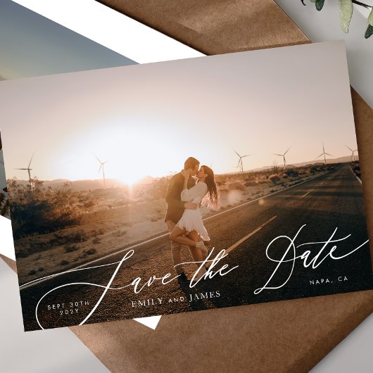 Save The Date Photo de code QR noir et blanc moderne Enregistrer