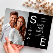 Save The Date Photo de code QR simple moderne noir et blanc