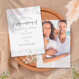 Save The Date Photo de confettis arc-en-ciel romantiques