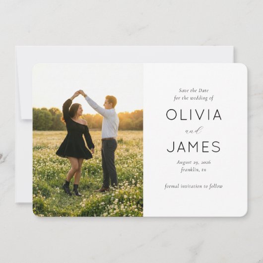 Save The Date Photo de coucher de soleil vert romantique (Devant)