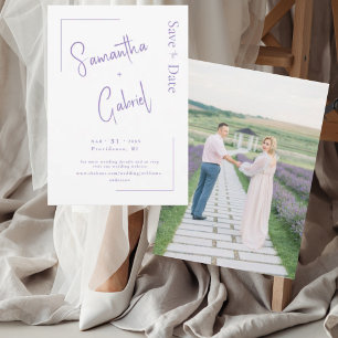 Save The Date Photo de couple lavande moderne pour annoncer la d