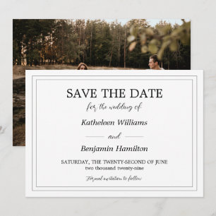 Save The Date Photo de dos noir et blanc Mariage Formel