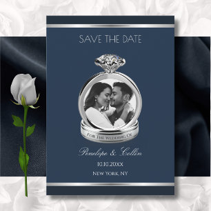 Save The Date Photo de fiançailles Bleu Saphir pour annoncer la 
