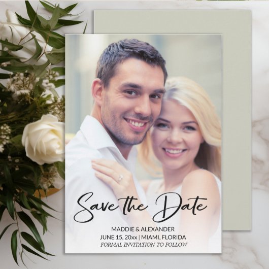 Save The Date Photo de fiançailles moderne manuscrite
