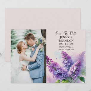 Save The Date Photo de fleurs de lilas violettes Élégant Mariage
