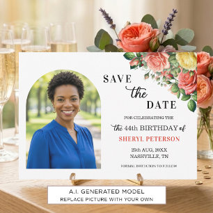 Save The Date Photo de Fleurs Élégantes pour une Fête d'Annivers