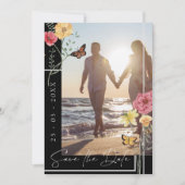 Save The Date Photo de fleurs sauvages boho noires pour annoncer (Devant)