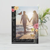 Save The Date Photo de fleurs sauvages boho noires pour annoncer (Debout devant)