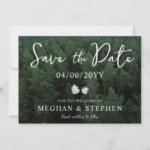 Save The Date Photo de fond de forêt de pins pour mariage