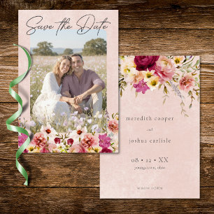 Save The Date Photo de jardin floral romantique burgundy blush