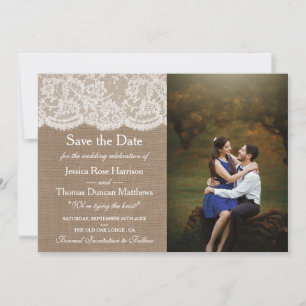 Save The Date Photo de la collection de Mariages Burlap & Lace
