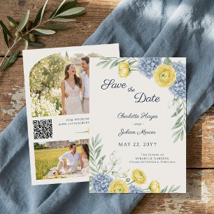 Save The Date Photo de l'hortensia bleu de jardin de campagne fr