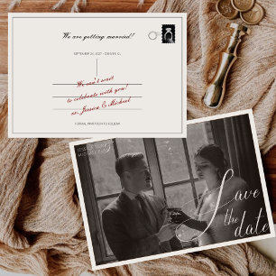 Save The Date Photo de mariage à la calligraphie noir et blanc O