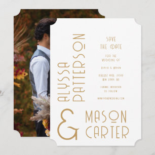 Save The Date Photo de mariage à la typographie dorée élégante